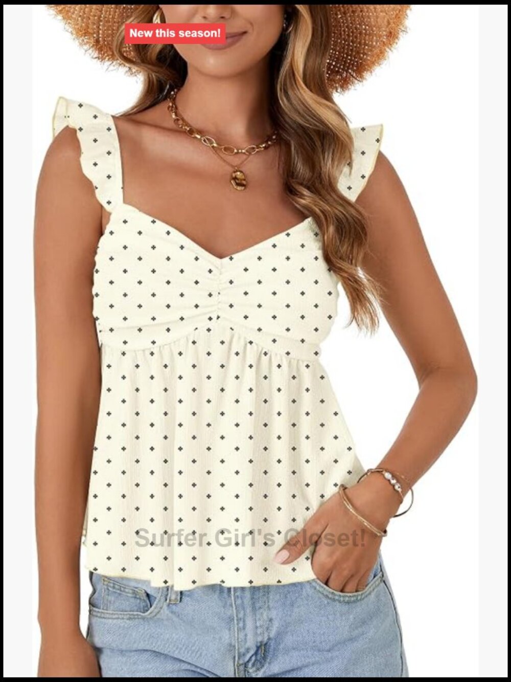 Women's Sleeveless Ruffle Strap Peplum Tank Top - Sweetheart Neck, Ruched Bust,